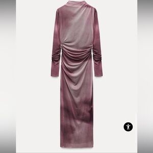 ZARA Draped Tulle Dress in Burgundy